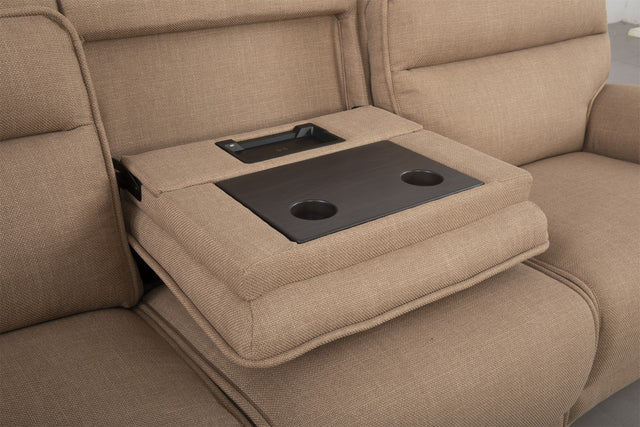 Louise Fabric Corner Sofa with Electric Recliners, USB Charging & Optional Console Unit