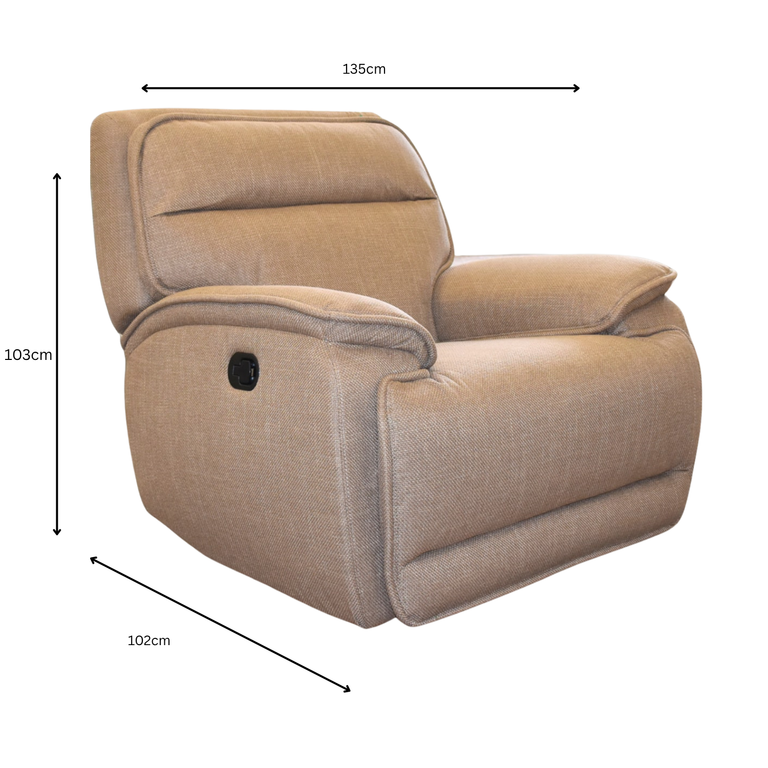 Louise Fabric Electric Recliner Chair Taupe with USB Charging for Living Room Furniture