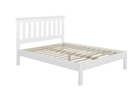 Enhance your bedroom decor and comfort with the Louise Small Double Bed in White. Elevate your sleeping experience with this stylish and space-saving bed frame. 
