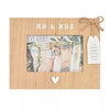 Love Story Wooden Frame with Tag 6" x 4" "Mr & Mrs" close fromt iew on the white backing