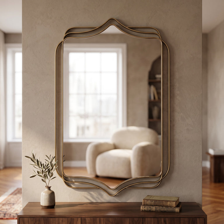 Lucia Rectangular Wall Mirror Gold 50x70cm