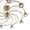 Luther 10 Light Semi-Flush Antique Brass and Crystal close view picture of the metal frame and glass crystl shades