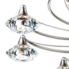 Luther 10 Light Semi-Flush Satin Chrome & Crystal close view picture of the crystal glass shades