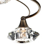 Luther 4 Light Semi-Flush Antique Brass close view ouicture of the crystal glass shades
