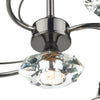 Luther 4 Light Semi-Flush Polished Black Chrome close view picture of the crystal glass shade