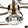 Luther 6 Light Semi-Flush Antique Brass close view picture of the crystal glass shade