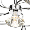 Luther 6 Light Semi-Flush Polished Chrome close view picture of the crystal glass shade