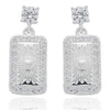 Luxe Tag Chic Heart Silver Plated Earrings close view picture of the earrings design