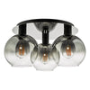 Lycia 3 Light Flush Matt Black and Smoked Ombre Glass Shade picture on the white background