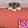 Lycia 3 Light Flush Matt Black and Smoked Ombre Glass Shade life style picture
