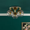 Lycia 3 Light Flush Satin Gold and Gold Ombre Glass life style picture