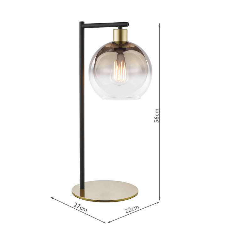 Lycia Table Lamp Satin Gold and Gold Ombre Glass Shade | Metal Table Lamp for Home Decor Lighting Collection