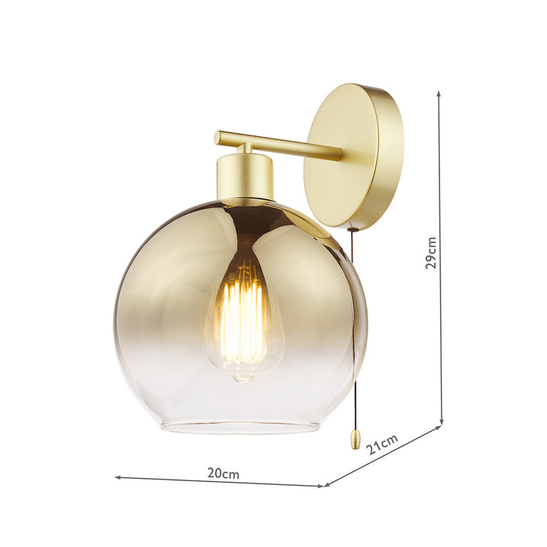 Lycia Wall Light Satin Gold and Gold Ombre Glass Shade – Lighting Collection Home Decor Fixture