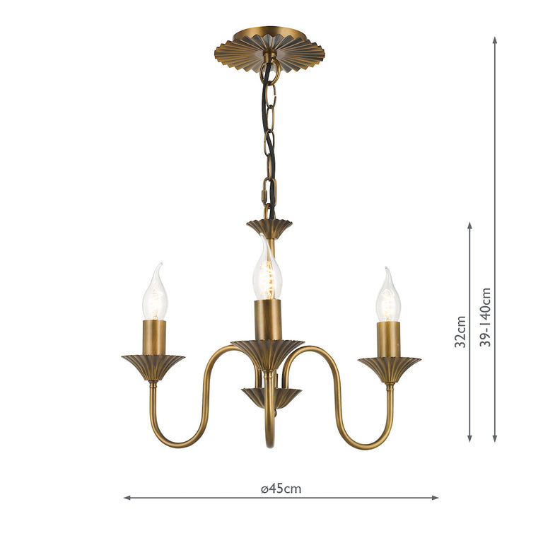 Lydian 3 Light Pendant Antique Bronze – Adjustable Hanging Ceiling Light Fitting