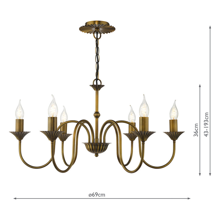 Lydian 6 Light Pendant Antique Bronze – Adjustable Hanging Ceiling Light Fitting Only
