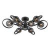 Lynette 9 Light Semi-Flush Satin Black/Black Confetti Glass with switched on light