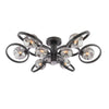 Lynette 9 Light Semi-Flush Satin Black With Closed Organic Smoked Glass picture with witched on light