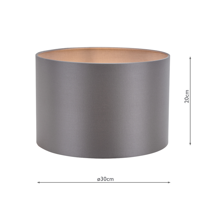 Lyris Cotton Drum Shade 30cm Grey - Contemporary Lighting Collection Home Decor Easy Fit