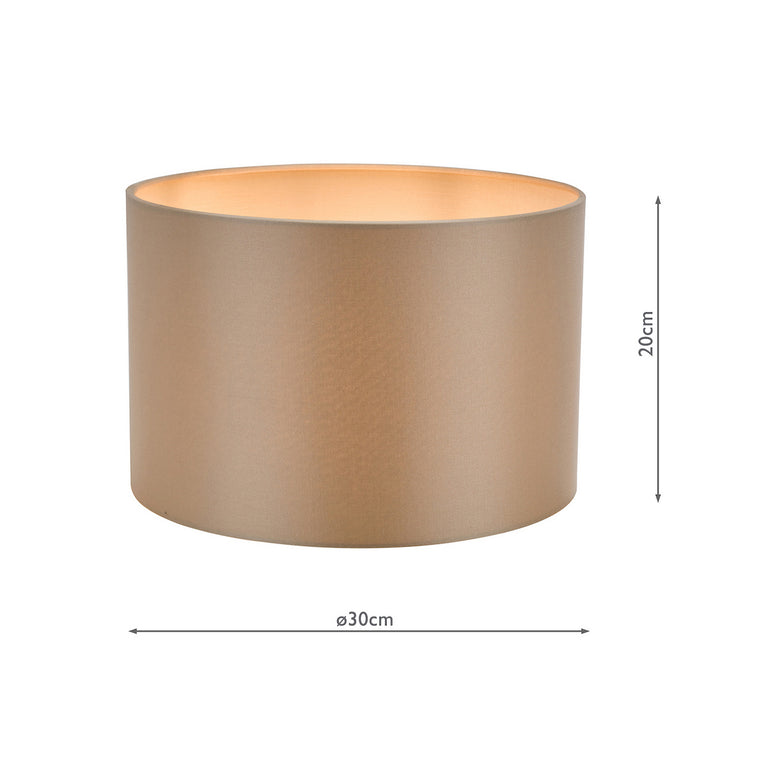 Lyris Cotton Drum Shade 30cm Taupe – Contemporary Lamp Shade for Table Lamps & Pendant Lighting