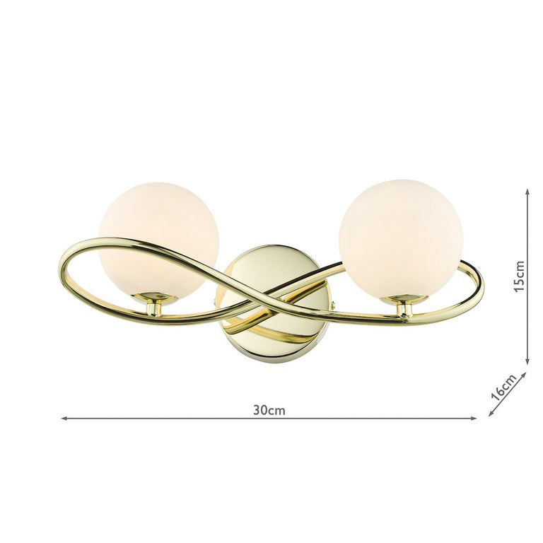 Lysandra 2 Light Wall Light Polished Gold and Opal Glass Wall Lamp for Elegant Home Decor