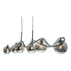 Lysandra 6 Light Bar Pendant Polished Chrome and Smoked Glass close view picture of the smoked glass shades
