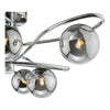 Lysandra 6 Light Semi-Flush Polished Chrome and Smoked Glass close view picture of the lamp shades