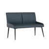 Elegant upholstered bench chairs with black legs
