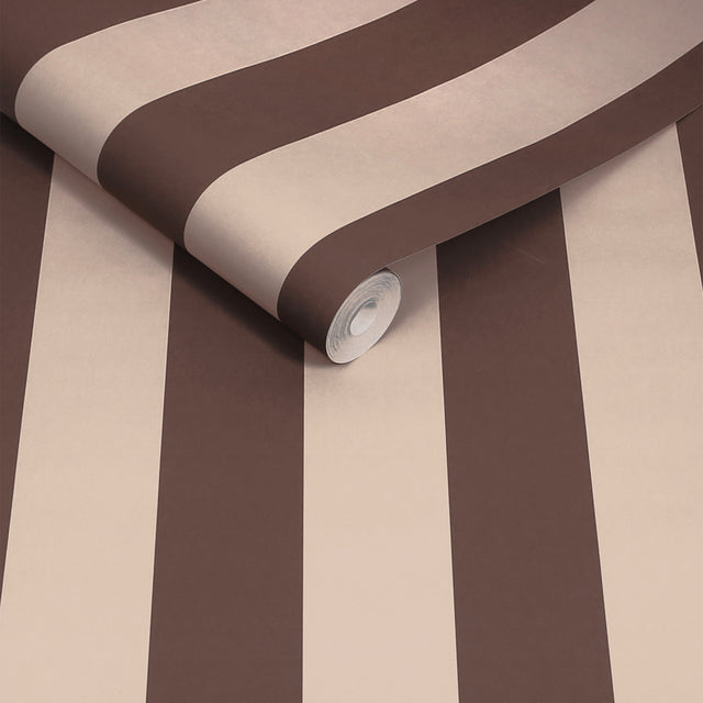 Made Demi Wallpaper Mocha Wide Stripe - Stripe Wall Covering Collection