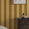 Made Demi Wallpaper Ochre Wide Stripe close view picture on the wall