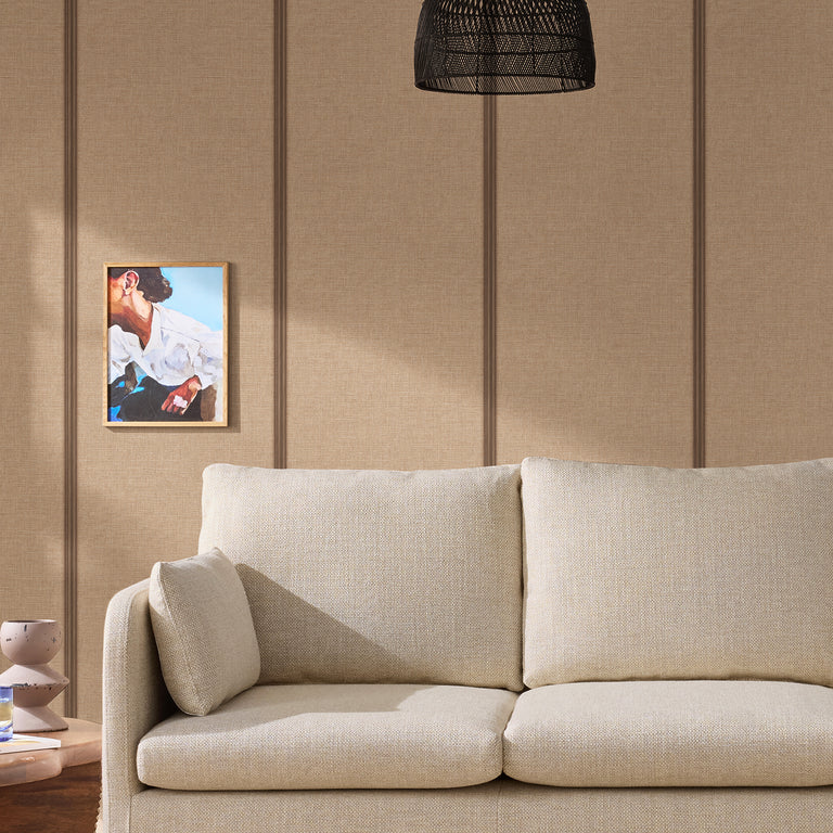 Made Effie Wallpaper Natural Hessian - Textured Modern Wall Covering