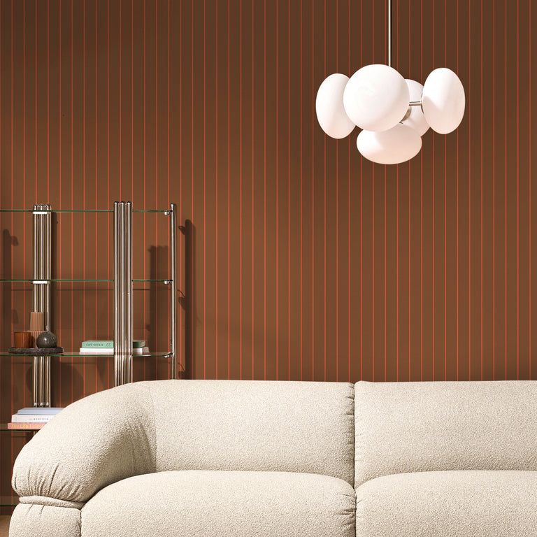 Made Kyria Wallpaper Caramel & Red Stripe - Modern Made Collection