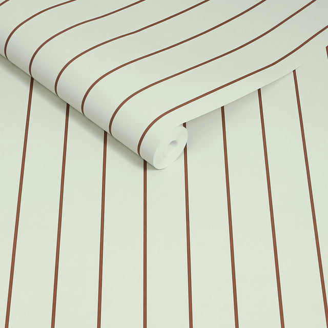 Made Kyria Wallpaper Mint & Chocolate Stripe - Modern Stripe Wall Covering