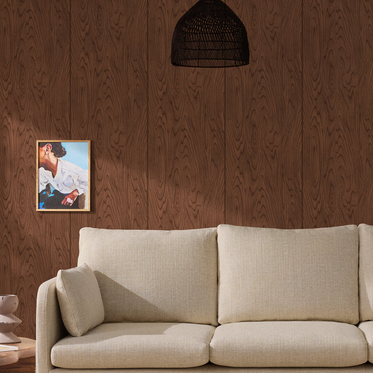 Made Orly Wallpaper Dark Tone Timber - Wood Patterned Wall Covering
