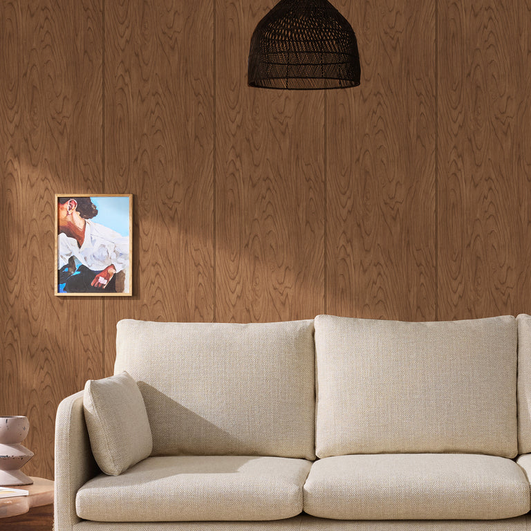 Made Orly Wallpaper Mid Tone Timber - Natural Look Wood Pattern Design