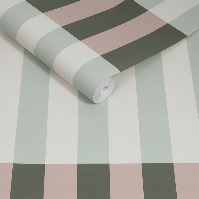Made Terri Wallpaper Green & Blush - Modern Wall Covering Collection