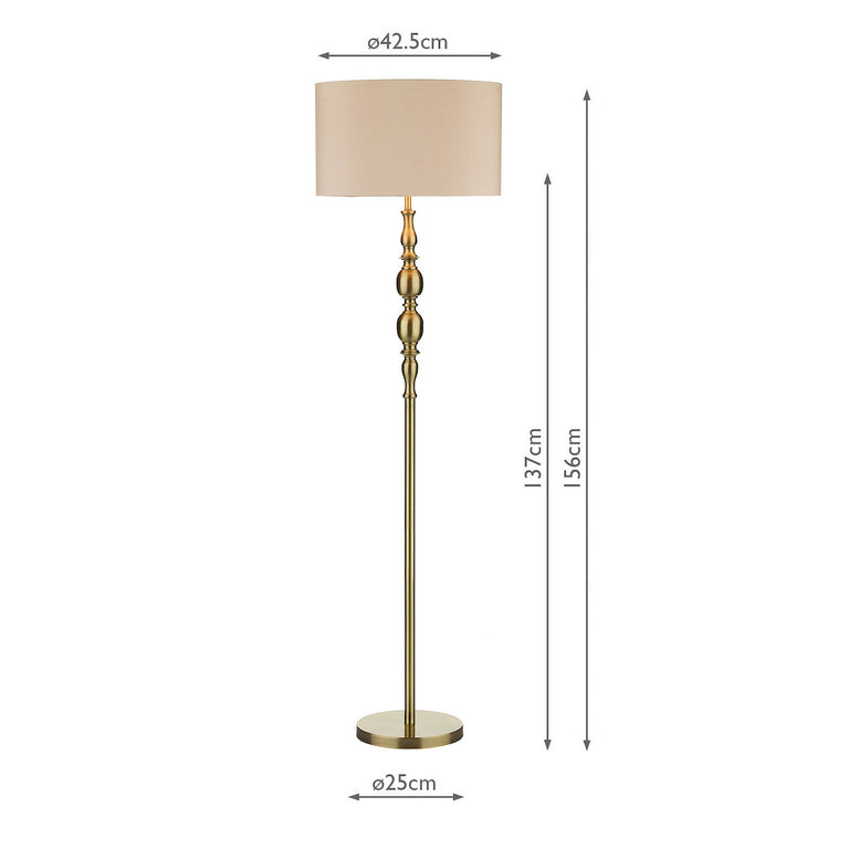Madrid Floor Lamp Antique Bronze – Elegant Metal Floor Lamp with Taupe Drum Shade for Lighting Collection Home Decor