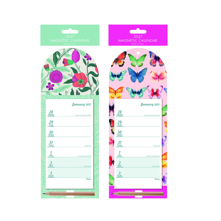 Magnetic Week to View Fridge Planner Butterflies and Flowers