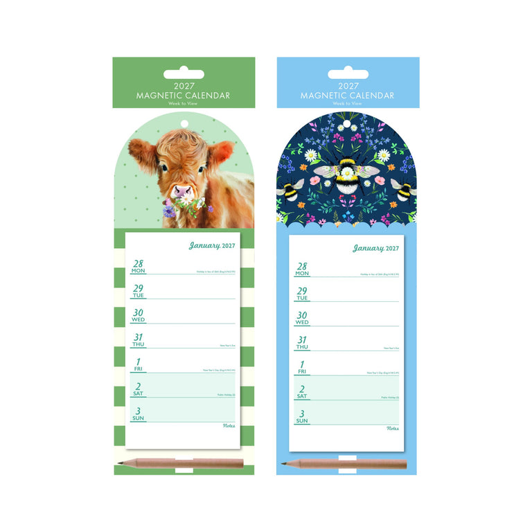 Magnetic Week to View Fridge Planner Cow and Bee