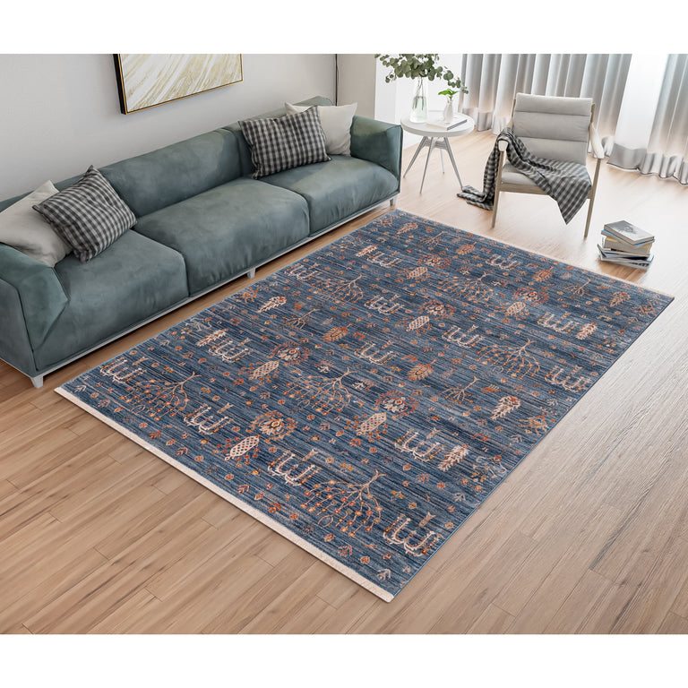 Maple 0927A Floral Rug Blue