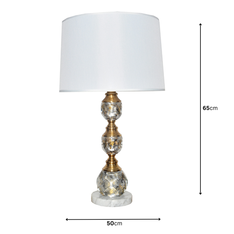 Marble and Glass Table Lamp with Brass Accents – Luxury Lighting Collection Decorative Antique Style Home Decor Lamp