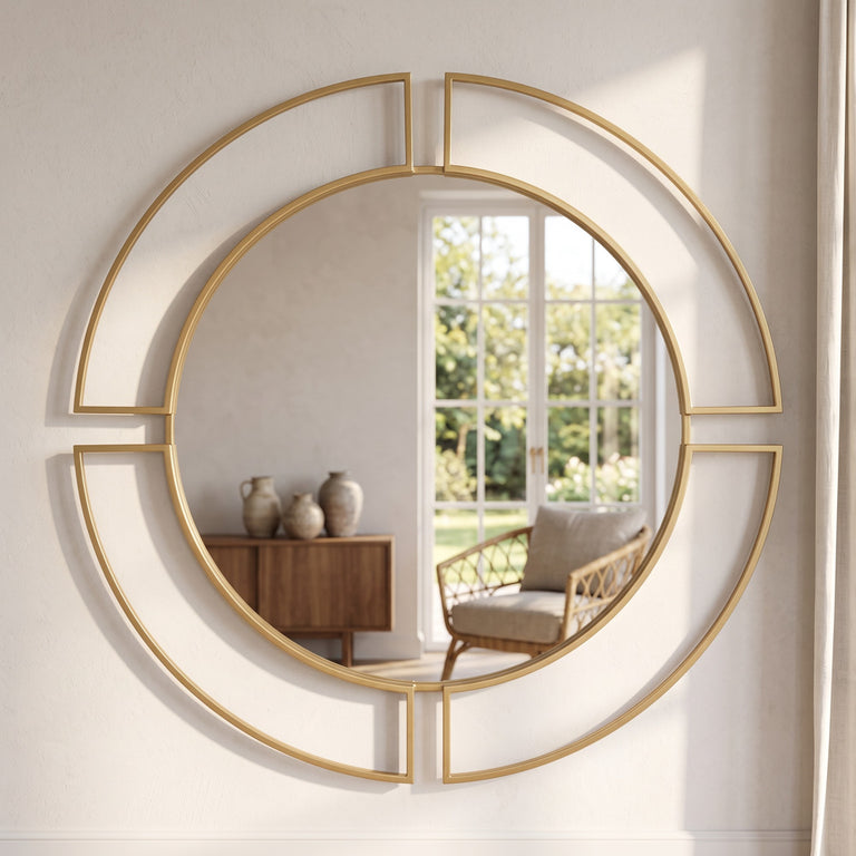 Marco Round Mirror Gold 100cm