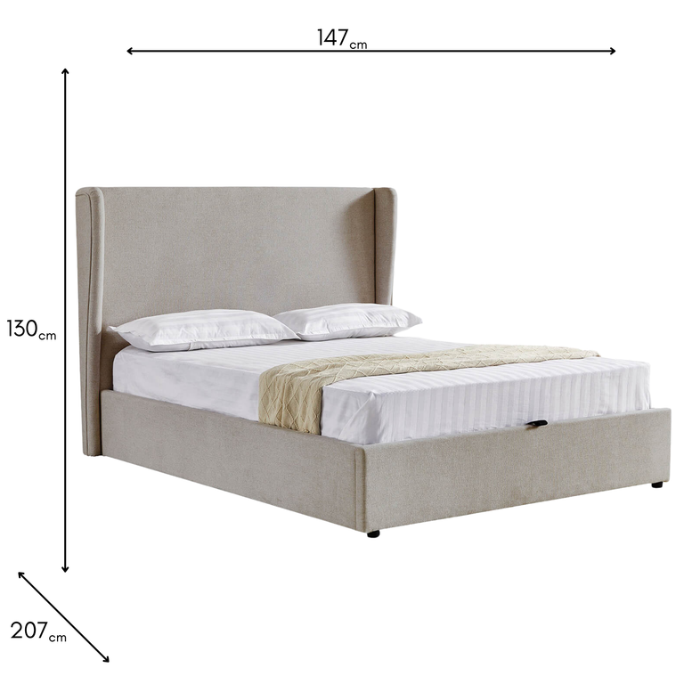 Margot Double 4'6 Ottoman Bed Greige - Upholstered Ottoman Bed