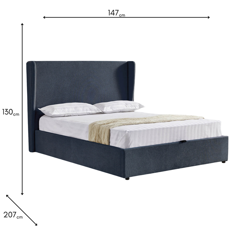Margot Double 4'6 Ottoman Bed Navy - Storage Bed Frame