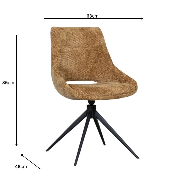Marlow Pair of Fabric Swivel Dining Chairs Mustard