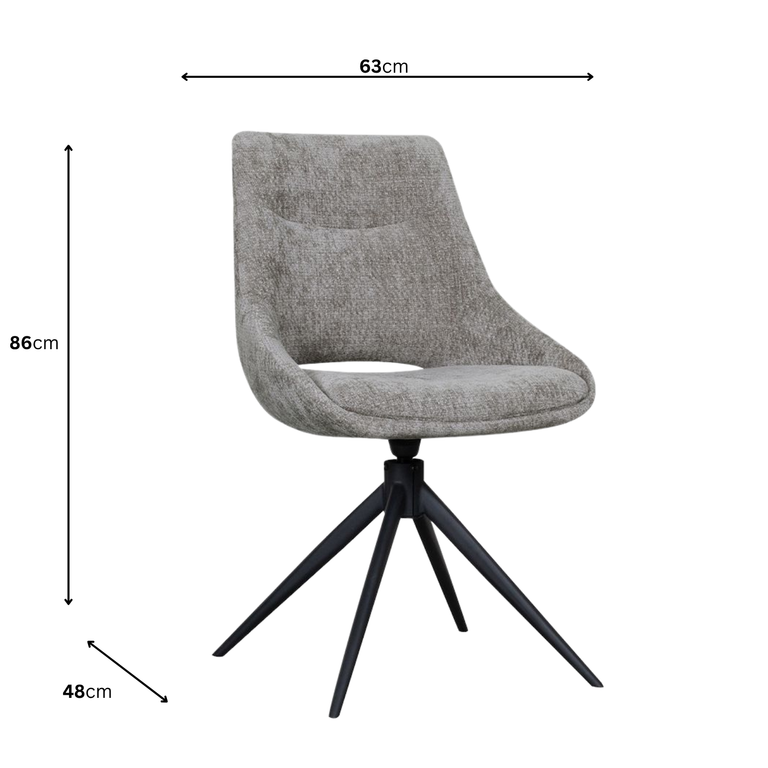 Marlow Pair of Fabric Swivel Dining Chairs Stone