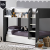 Elegant bunk bed featuring charcoal and white colors.