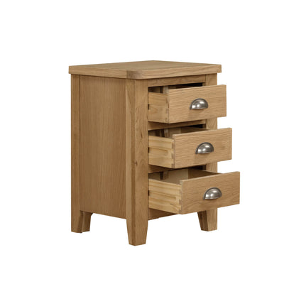 Marsden 3 Drawer Bedside Table Natural Oak
