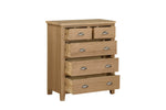 Marsden 5 Drawer Tall Chest Natural Oak picture with opened drawers