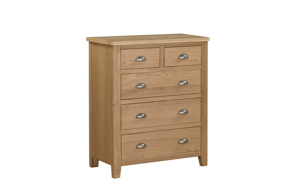 Marsden 5 Drawer Tall Chest Natural Oak picture on the white bakground