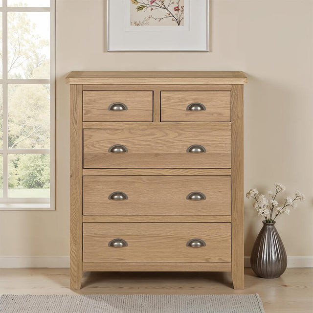 Marsden 5 Drawer Tall Chest Natural Oak